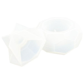 JESMONITE - Moule en Silicone - À Facettes Box Avec Couvercle - 9,1x4,5x4cm