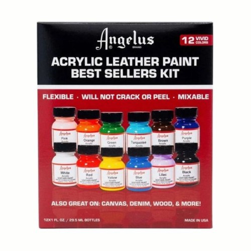 ANGELUS - Kit 12 Couleurs Bestsellers - 1OZ - Peinture Cuir