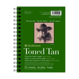 STRATHMORE - Toned Tan Sketch - Wire-Bound Pad - 80LB - 50 Sheets - 5.5x8.5"