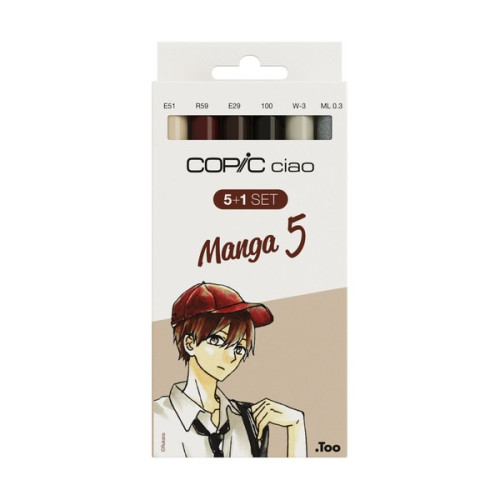 COPIC - Feutres CIAO 5+1 - 5 Couleurs Manga V5 + 1 Multiliner