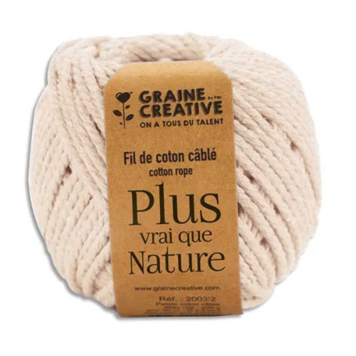 GRAINE CREATIVE - Twisted Cotton String - 2.5 mm - 80 m - 200 g - Ecru