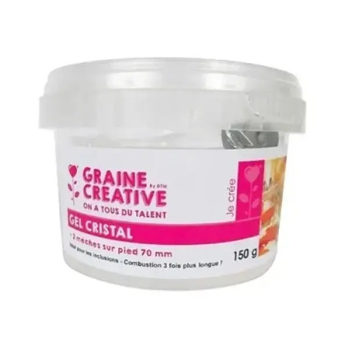 GRAINE CREATIVE - Gel pour Bougie - 150 g - Cristal + 2 Mèches