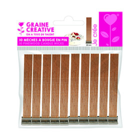 GRAINE CREATIVE - Mèches Bougie Larges Pin - 10 Mèches - 20x130 mm