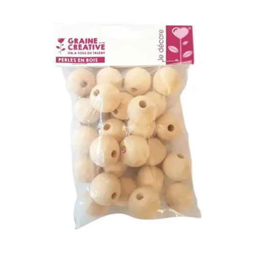 GRAINE CREATIVE - Perles en Bois - 25 Pièces - 30 mm