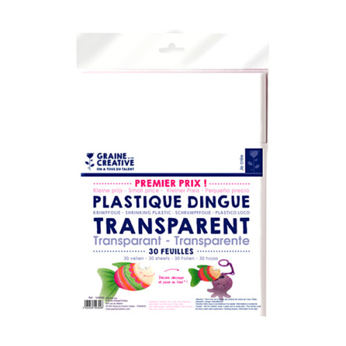 GRAINE CREATIVE - Plastique Dingue - 30 Feuilles - Transparent (Collectivité)