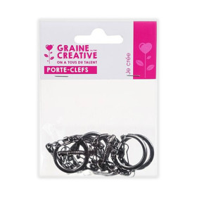 GRAINE CREATIVE - Porte-Clés Chaînette - 6 Pièces - Hématite