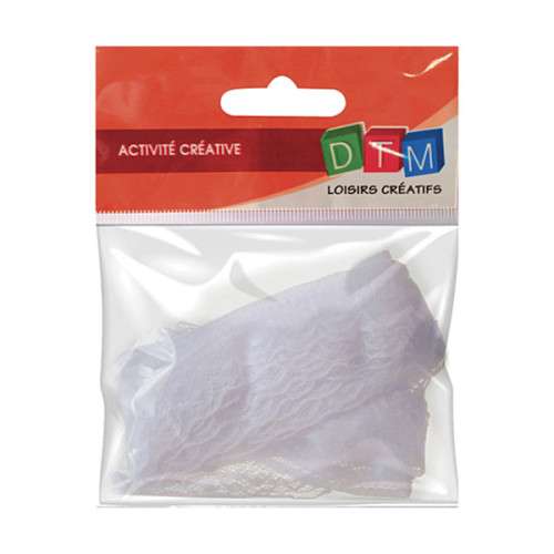 GRAINE CREATIVE - Ruban Dentelle Blanc - 5 m - Motif Vague
