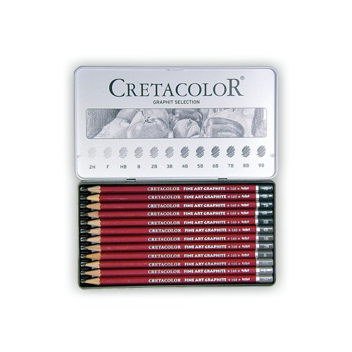 Cretacolor - Cleos Red - Fine Art Graphite Pencil - 12 Pieces Assorted