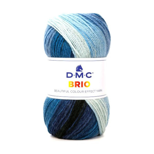 DMC - Brio - Fil Multicolore Laine-Acrylique - Pelote 100g/345m - Blanc / Bleu / Gris