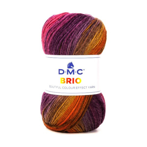 DMC - Brio - Fil Multicolore Laine-Acrylique - Pelote 100g/345m - Jaune / Orange / Marron / Rose / Violet