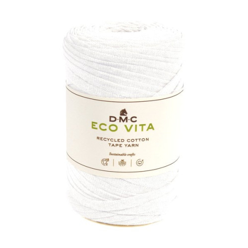 DMC - Eco Vita Tape Yarn - Recycled Tubular Yarn - Ball 250g/120m - White
