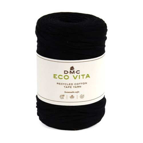 DMC - Eco Vita Tape Yarn - Recycled Tubular Yarn - Ball 250g/120m - Black