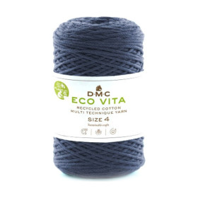 DMC - Eco Vita 4 Nova - Coton Recyclé - Pelote 250g/200m - Gris De Payne / Bleu Pétrole