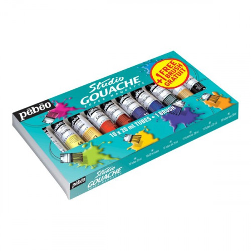 Pébéo - Studio Gouache - 10 x 20ml & 1 Brush - Starter Set