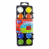 Color & Co - Pastilles de Gouache - Ø28mm - Boîte de 12 Pastilles & 1 Pinceau