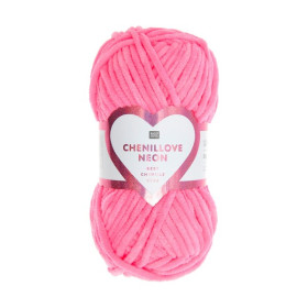 RICO - Chenillove - Chenille Yarn 50g/55m Neon - Neon Pink