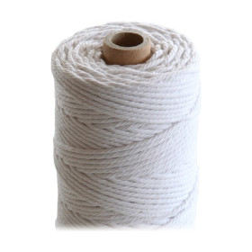 ARTEMIO - Cabled Cotton String Spool - 2.2 mm x 70 m - White
