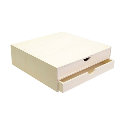 ARTEMIO - Bloc Meuble en Bois - 2 Tiroirs - Grand Format
