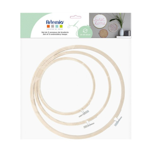 ARTEMIO - Wooden Embroidery Hoop - 15 / 20 / 25 cm - Set of 3