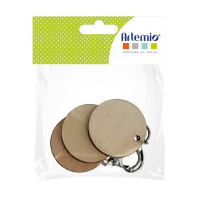 ARTEMIO - Porte-Clés en Bois - Ronds 50 x 5 mm - Set de 3