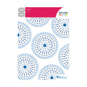 ARTEMIO - Pochoir A4 - Blue Ethnic Rosaces