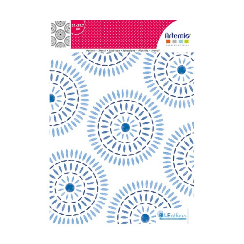 ARTEMIO - Pochoir A4 - Blue Ethnic Rosaces