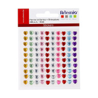 ARTEMIO - Adhesive Gems - Set of 100 - HEARTS - 6mm