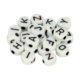 ARTEMIO - Alphabet Beads - Set of 300 - 6MM - BLANC / NOIR