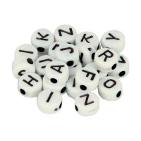 ARTEMIO - Alphabet Beads - Set of 300 - 6MM - BLANC / NOIR