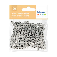 ARTEMIO - Alphabet Beads - Set of 300 - 6MM - BLANC / NOIR