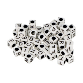 ARTEMIO - Alphabet Beads - Set of 300 - 6MM - BLANC / NOIR