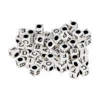 ARTEMIO - Alphabet Beads - Set of 300 - 6MM - BLANC / NOIR