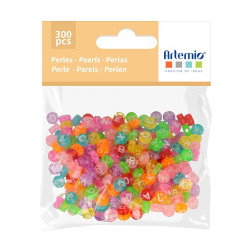 ARTEMIO - Perles Alphabet - Set de 300 - 7MM - COULEURS - TRS