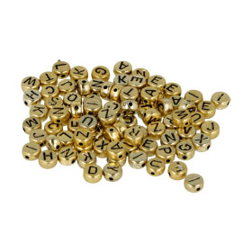 ARTEMIO - Perles Alphabet (50G) - 7MM - OR / NOIR