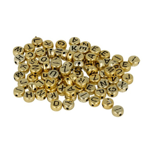 ARTEMIO - Alphabet Beads (50G) - 7MM - OR / NOIR