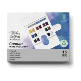 Winsor & Newton - Boîte Aquarelle Cotman Field Compact 14 Demi-Godets