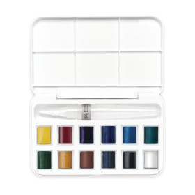 Winsor & Newton - Boîte Aquarelle Cotman avec Pinceau-Réservoir 12 Demi-Godets