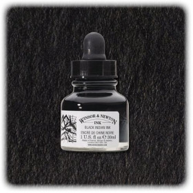 Winsor & Newton - Encre à Dessiner - 30ml - Noir Waterproof (Compte-gouttes)