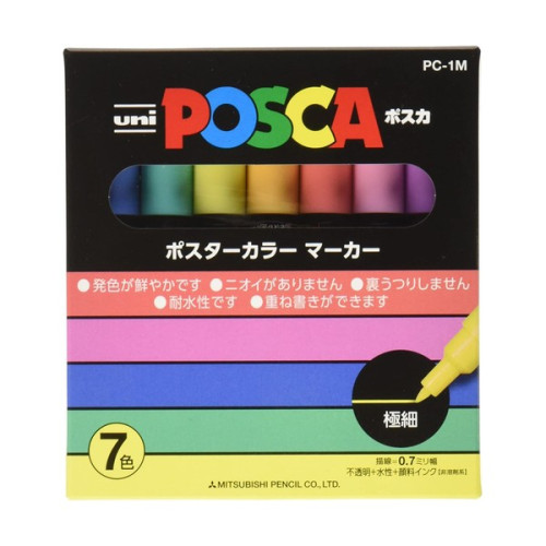 POSCA - Marqueurs PC-1M - Set de 7 - Pastels