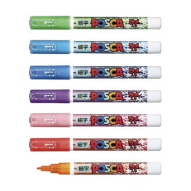 POSCA - Marqueurs PC-3M - Set de 7 - Paillettes
