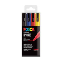 POSCA - Marqueurs PC-3M - Étui de 4 - Couleurs de Base
