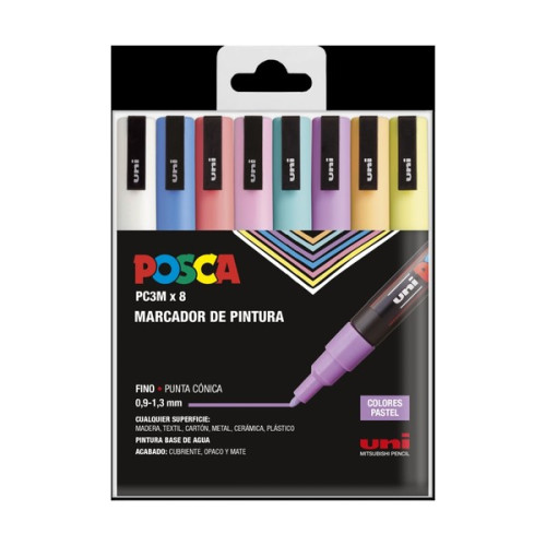 POSCA - Marqueurs PC-3M - Étui de 8 - Pastels