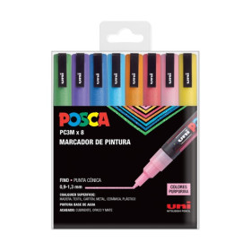 POSCA - Marqueurs PC-3M - Étui de 8 - Paillettes