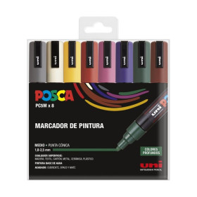 POSCA - Marqueurs PC-5M - Étui de 8 - Couleurs Foncées