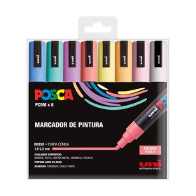 POSCA - Marqueurs PC-5M - Étui de 8 - Pastels