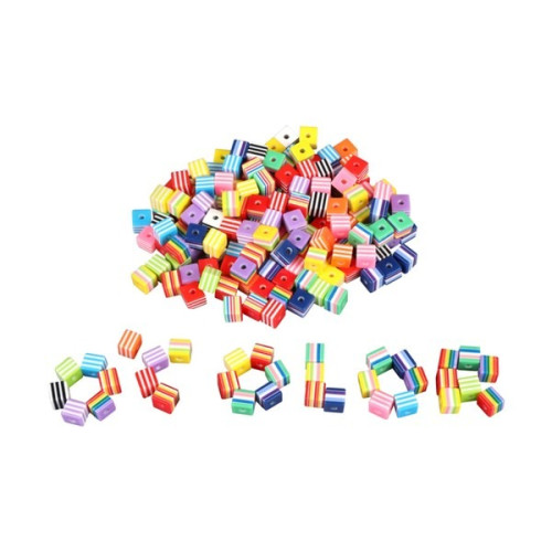O'Color - Perles Multicolores Carrées - 10 mm - Lot de 200