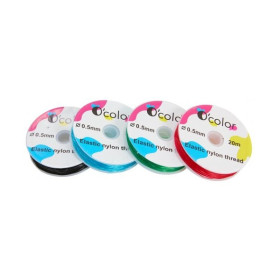 O'Color - Fil Nylon Élastique de Couleurs - Lot de 4 x 20 m