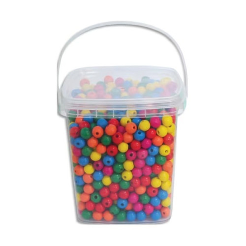 O'Color - Perles Rondes en Bois Couleurs - Seau de 1100 (Ø 10 mm)