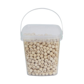 O'Color - Perles Rondes en Bois Naturel - Seau de 1100 (Ø 10 mm)