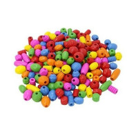 O'Color - Perles Bois Assorties - 10 Formes 6 Couleurs (500g)